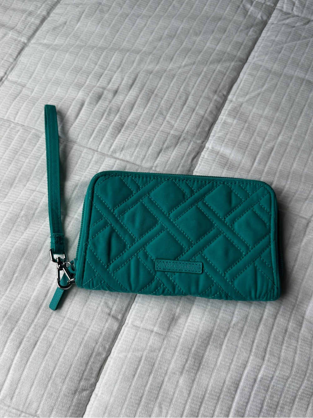 Vera Bradley teal quilted RFID wristlet wallet